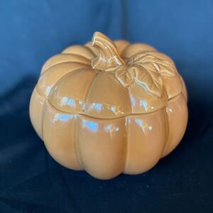 Golden Orange Pumpkin Shaped Soup Tureen & Lid 64 oz Soup or Cider EPC